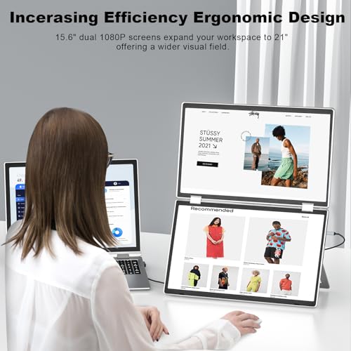 Image of KEFEYA Laptop Screen Extender,15.6 inch Triple Screen Laptop Monitor Extender, 1080P FHD Portable Monitor for 13 inch-17.3 inch Laptops, Plug and Play HDMI /USB-A /USB-C for Mac /Wins /Chrome (15.6 inch Triple Screen)