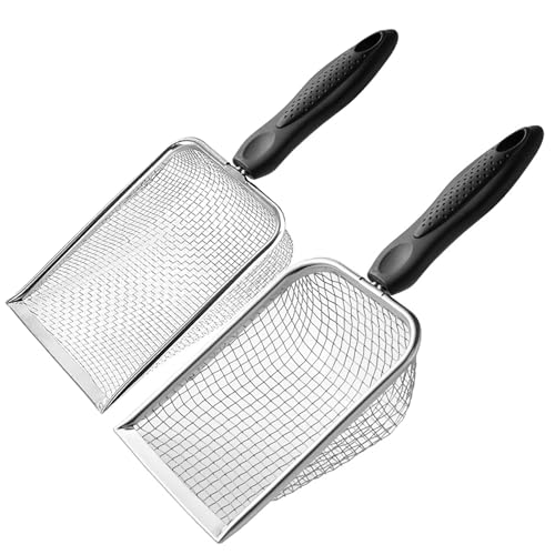 Soil Sieve Set with Handle – 2PCS Garden Sieve for Soil and Stones with 3.8mm/5mm Mesh Dirt Compost Sifter Trowel for Gardening – Rock & Sand Sieve Trowel Tool – Garden Riddle Kit
