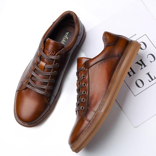 Image of Arkbird Casual Sneakers, Breathable Lace-Up Leather Walking Shoes Comfortable Fashion Sneakers for Men Daily Work