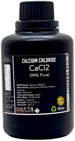 CERO ® Calcium Chloride 99% Pure [CaCl2] CAS: 10043-52-4 (200g) High-Quality Desiccant, Moisture Absorber, Dehumidifier, Ice Melt, Dust Control, Water Treatment, And Industrial Use