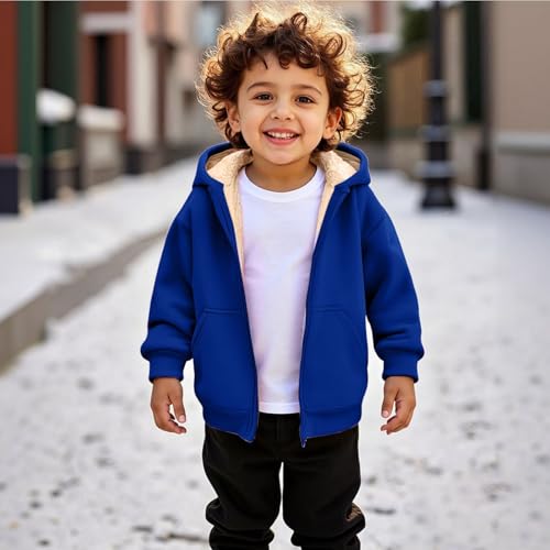 Boys Girls Winter Fleece Lined Zip Up Hoodies Thick Warm Long Sleeve Casual Coat Stylish Warm Outwear for Youth Boys4