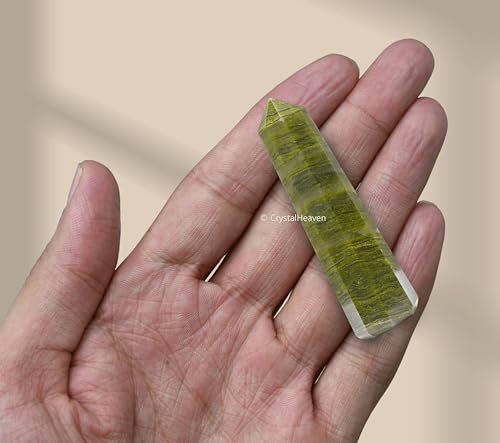 Image of Crystal Heaven Certified Vesuvianite Tower Obelisk Point For Chakra, Healing And Balancing - Aaa Grade Original Certified Gemstone Agate For Reiki Meditation Yoga Spiritual (2-3 Inches)
