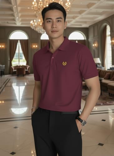 Image of MACK JONNEY Men's Solid Polo T-Shirt | Premium Cotton Blend | Regular Fit | Short Sleeve | Collared Casual Wear|Pack of 2 -MJ-157