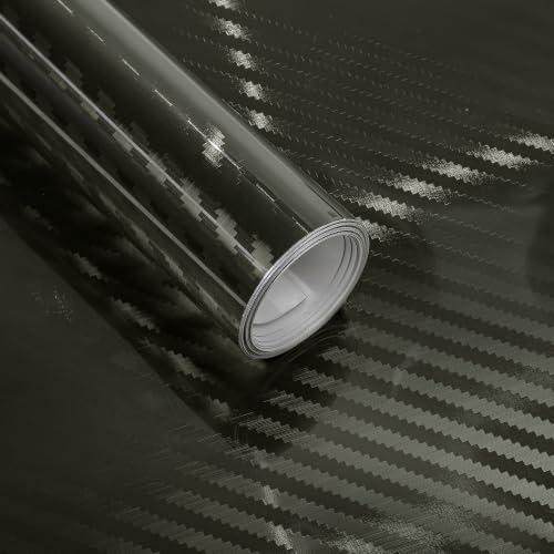 Image of LYPUMSO Carbon Fiber Vinyl Wrap High Gloss Carbon Vinyl Film for Cars (Black, 1ft x 5ft)
