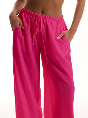 Image of RoseSeek Women's Beach Cover Ups Wide Leg Loose Linen Pants Swimsuit Coverup Summer Vacation Outfits 2026