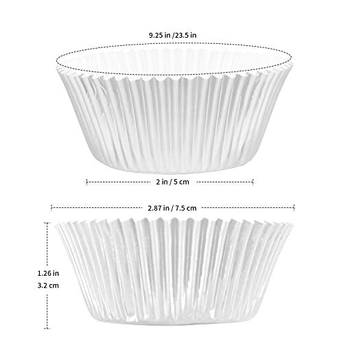 Vibrille Silver Foil Cupcake Liners Standard Muffin Baking Cups 200-Count #TOP1