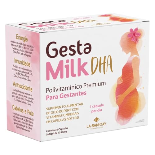 GestaMilk DHA (30 Cápsulas) - Ele é um polivitamínico para gestantes com alto teor de ácido fólico e possui 12 vitaminas e 8 minerais