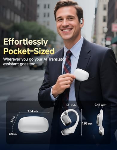 Image of JOYHOOD ai translation earbuds real time,144 language translator earbuds,60H Playtime audifonos traductores ingles espanol en tiempo real, 3-in-1 translator device headphones for Travel /Business,White