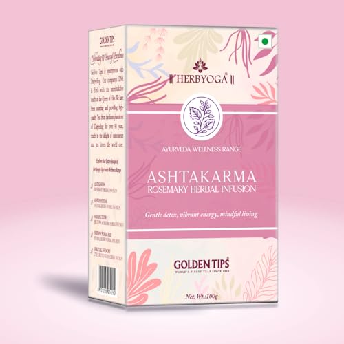 Image of Golden Tips Tea Herbyoga Ashtakarma Rosemary Herbal Tea Infusion | Natural Wellness Blend Refreshing Aromatic Herbal Drink for Relaxation & Daily Wellness