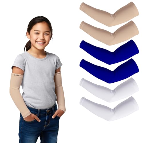 Image of Kids Arm Sleeves - Protective Arm Covers for Boys & Girls, Ages 5-13, UV Sun Protection, Perfect for Sports, Cycling, Running, and Outdoor Activities
