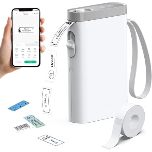 Nelko Label Maker Machine with Tape, P21 Bluetooth Label Printer, Wireless Mini Label Makers with Multiple Templates for School Office Home, Bright White