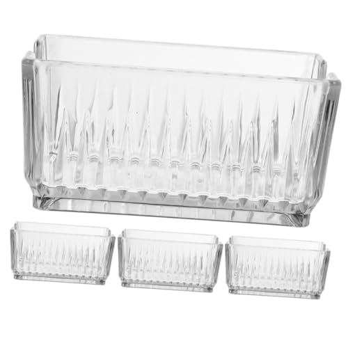 SHOWERORO 4pcs Acrylic Sugar Tea Bag Holder Storage Containers Lids Modern Desktop Organizers