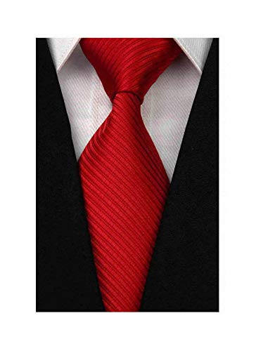 Wehug Men's Classic Solid Tie Silk Woven Necktie Jacquard Neck Red Ties For Men LD0050