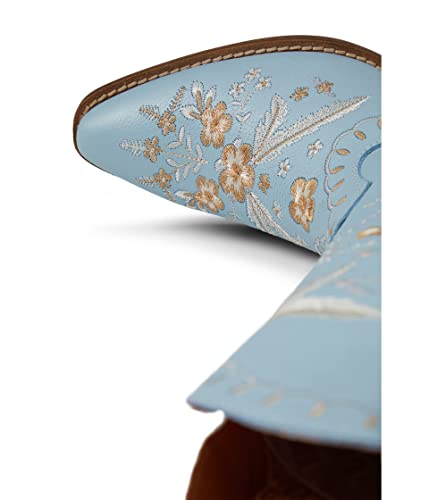 Image of Dingo Womens Full Bloom Floral Round Toe Casual Boots Knee High Mid Heel 2-3 inch
