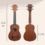 Kala KALA-LTP-S Ukulele Soprano dla dorosłych, studentów i początkujących, Ukulele z mahoniu i palisandru z miękkim etui i wprowadzającym przewodnikiem, w zestawie strunowe, satynowe
