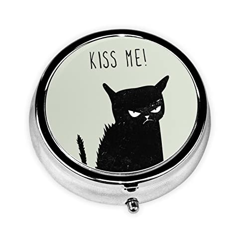 怒ってる猫 ピルケース 薬ケース くすりいれケース サプリケース 携帯用 旅行 密閉 耐湿 薬入れ 小物入れ 薬飲み忘れ防止 コンパクト かわいい おしゃれ 小型収納ケース 長く 使える