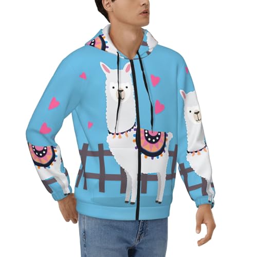 Sweat à capuche zippé alpaga homme en polyester doux du S au 3XL