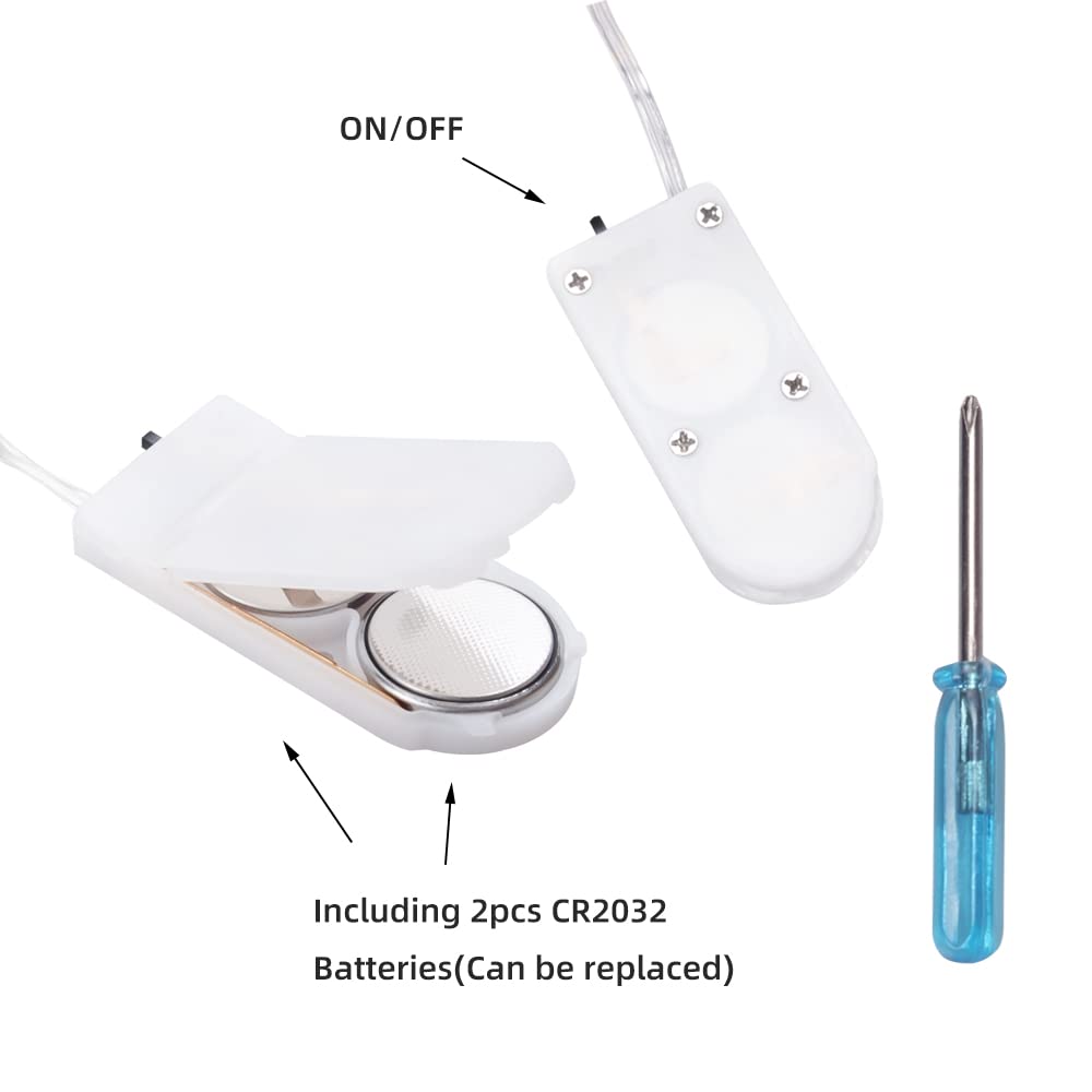Etinga Batteriebetriebene Lichterkette, 12 Stück, 10 LEDs auf silbernem Kupferdraht, 1 m, hohe Helligkeit, für Hochzeitsgeschenkboxen und Weihnachtsblumen (12 Stück, kaltweiß)