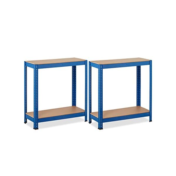 Relaxdays Schwerlastregal, bis 700 kg, HxBxT: 150x70x30 cm, 4 Böden, zum Stecken, Stahl, Lagerregal Keller, Garage, blau – Bild 7