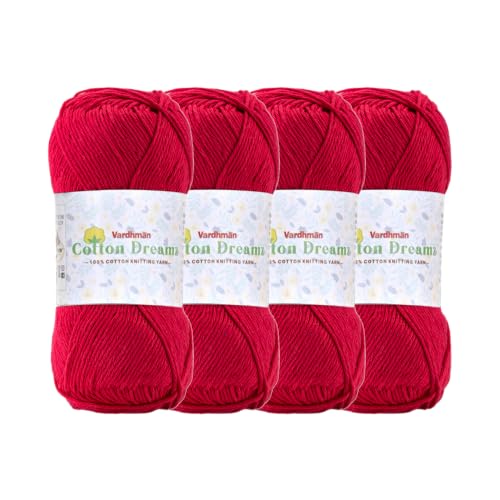Image of Vardhman 100% Cotton Dreamz Light Weight Natural Thin Yarn | Pack-4 100g