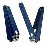 2 Comfort Hold Navy Large Nail Clippers Non-Slip Sure Grip Clipping Removable Catcher Toenails Fingernails Cutter Sharp Trimmer Stainless Steel Men Women Arthritis Unsteady Hands
