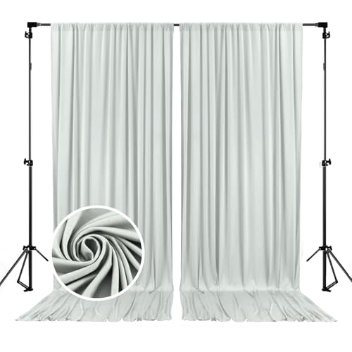 Image of 10 x 7 Feet Silver Backdrop Curtain for Partie, Background Curtains for Photoshoot, Birthday, Wedding, Halloween, Thanksgiving, Christmas, New Year Party Decorations 5Ft x 7Ft, 2 Panels