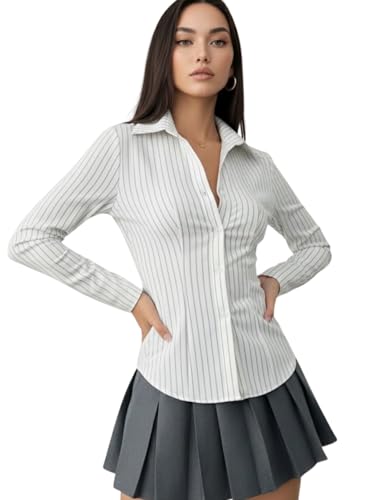 Image of Aahwan Stipred Front Button Long Sleeve Casual Shirt for Women's & Girl's