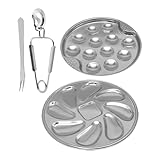 TOPPERFUN Bandejas para Mariscos de Acero Inoxidable Resistente al con Diseño Compartimentado para Ostras y Caracoles para Restaurantes y Barbacoas Familiares