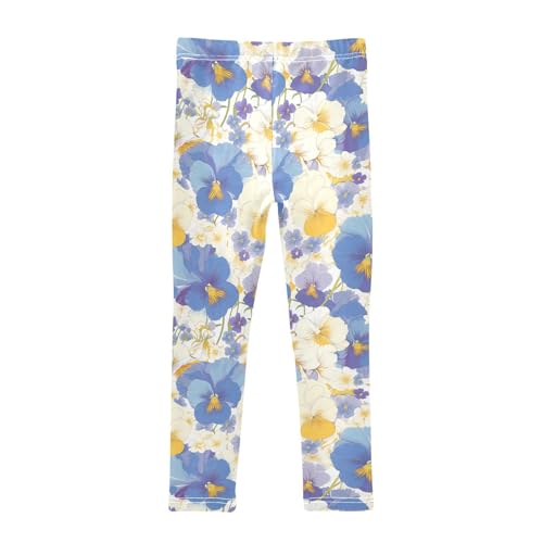 The Garden Tricolor Pansy Flower Kids Girl's Legging Comfortable High Waisted Leg Yoga Pants Exercise2