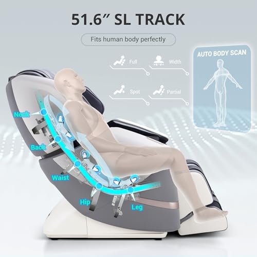 MYNTA 4D Massage Chair, Dual Mechanism 4D+2D Massage Chair Full Body, Waist & Shawl Heating with Extended SL-Track, Foot & Calf Massager, Music Sync with Hi-Fi Bluetooth Speaker