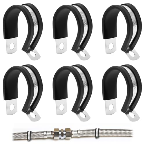 6 Pièces Ø25 mm Colliers de Fixation de Tubes, Colliers de Serrage avec Doublure en Caoutchouc pour Fixation de Câbles, Tuyaux et Conduites, pour une Utilisation dans Divers Environnements (25mm)