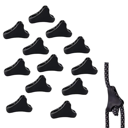 Guy Rope Tensioners 12pcs, Adjustable Guyline Tensioner and Plastic Rope Tensioner with Guyline Cord Adjuster for Camping Hiking Outdoor Shelters, Quick and Easy Setup Tent Accessories