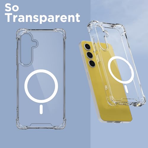 Image of Amazon Basics Back Cover for Samsung Galaxy S25 FE 5G Mag-Safe Shockproof PC + TPU Protective Case Magnetic Support Bumper Case (Transparent Mag-Safe)