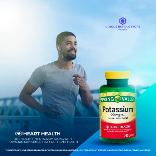 Spring Valley, Potassium Supplement, Caplets Dietary Supplement, 99 Mg, 250 Count + 7 Day Pill Organizer Included #TOP2