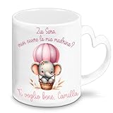 Mr. Gadgets Taza personalizable 'Madrina y Padrino' con texto en inglés '¿Quieres ser mi madrina y padrino? Idea de regalo para anuncio bautizo con dedicación 350 ml (Bimba, Zia)