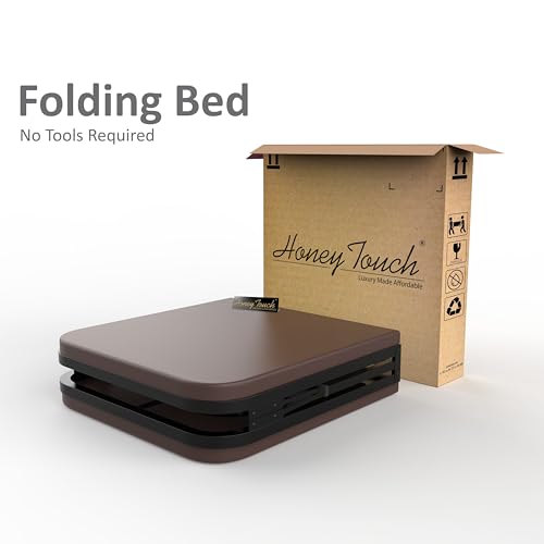 Image of Honey Touch Atlas Folding Bed Single with Double Layer Mattress | No Assembly Required | Foldable Bed for Sleeping /Guests /Rented Apartments /Bedroom (2.5ft x 6ft, Black)