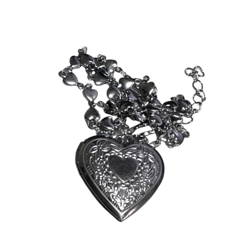 PLCPDM Collar con colgante de corazón de moda con collar grabado único para varias ocasiones, Acero inoxidable