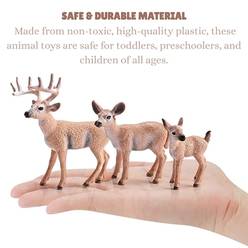 Image of Deer Family Animal Toy for Kids | 6 PCS Realistic Wild Forest Animals Cute Deers Miniatures Action Figurines Toys for Boys and Girls Birthday Gifts for Children | Decoration & Educational Item
