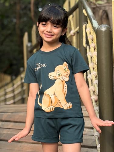 Image of Nap Chief Kids Cotton Disney Character Co ord Set for Girls, T Shirt and Shorts for Casual Wear