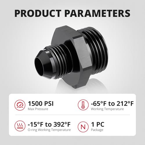 Image of EVIL ENERGY 8AN Flare to 12AN ORB Male 1PC Fuel Rail Adapter Fitting Black
