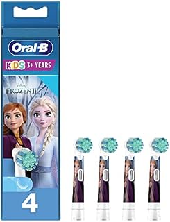 Oral-B Kids Electric Toothbrush Head, with Frozen 2 Characters, Extra Soft Round Bristles, for Ages 3+, Pack of 4, White