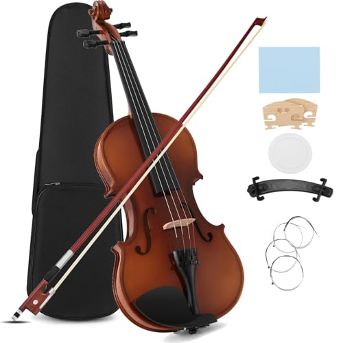 MUSTAR Violin, 4/4 Violin for Beginners, Classic Violin 4/4 Full Set with Bow, Rosins, Hard Case, Mute, Fingerboard Stickers, Shoulder Rest, Beginner KIt for Adults,Kids