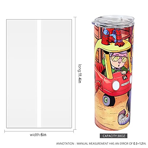 Image of 50Pcs 6x11in Shrink Wrap Sleeves for 30oz Cup | 50pk 6x11in white shrink wrap bags for sublimation, for 30oz straight cup, heat transfer