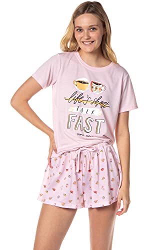 INTIMO Gilmore Girls Womens' Coffee Life's Short Talk Fast Sleep Pajama Set Shorts