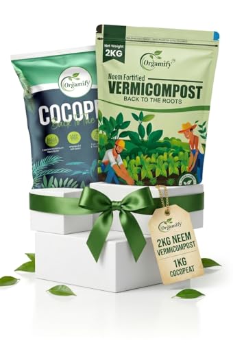 Image of Yellow Leaves Recovery Kit for Plants | Fix Dry & Yellow Leaves for Curry Leaves (Kadipatta), Tulsi & Indoor Plants | Neem Vermicompost (2KG) + Cocopeat (1KG) for Healthy Green Leaves