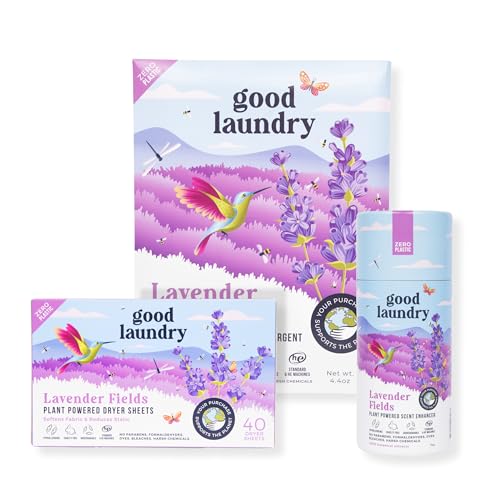Good Laundry Bundle: Lavender Laundry Detergent Sheets (60 Loads), Scent Booster Beads (7oz) & Dryer Sheets (40ct) – Eco-Friendly, Plastic-Free, Hypoallergenic, Chemical-Free