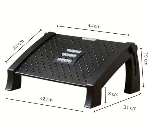 Apoio para Pés Ergonômico NR 17 – Suporte Ajustável e Massageador Preto