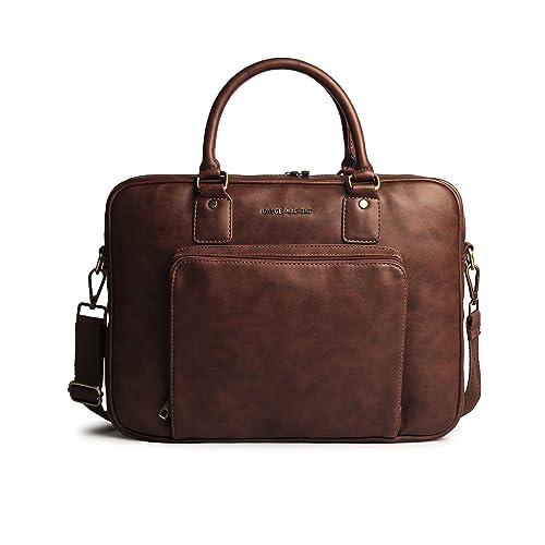 Image of Gauge Machine Professional Vegan Leather Messenger Briefcase Bag for Office |Fits upto 14 /15 / 16 inch Laptop |Separate Padded Laptop Compartment |Water Resistant |Men & Women |16L