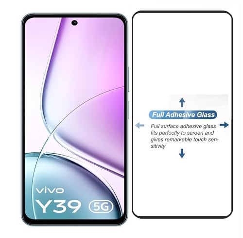 Image of Tempered Glass Screen Protector For Compatible with Vivo T4X and Compatible with Vivo Y39 Black Cellphone With Edge To Edge Coverage And Easy Installation Kit
