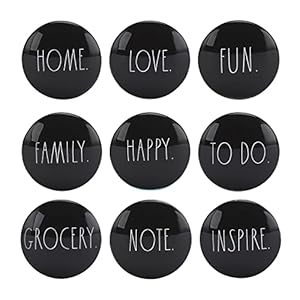 Rae Dunn Decorative Fridge Magnets - Cute Glass Magnets for Refrigerator, Office, Kitchen and Locker - Inspirational Home and Family Pack of 9, Black Rae Dunn Decorative Fridge Magnets Cute Glass Magnets for Refrigerator Office Kitchen and Locker Inspirational Home and Family Pack of 9 Black